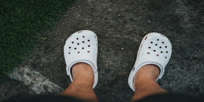 The Crocs Conundrum: Can You Actually Go Hiking in Crocs? 2 A man wearing a white croc